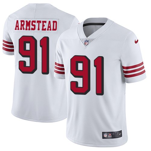 Nike Men & Women & Youth 49ers 91 Arik Armstead White Color Rush Vapor Untouchable Limited Jersey,We sell and wholesale Nike Men & Women & Youth 49ers 91 Arik Armstead White Color Rush Vapor Untouchable Limited Jersey on line form chian!